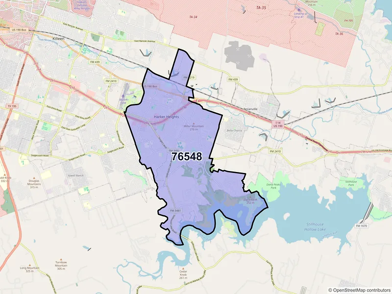 Map of ZIP Code 76548 — Harker Heights, TX