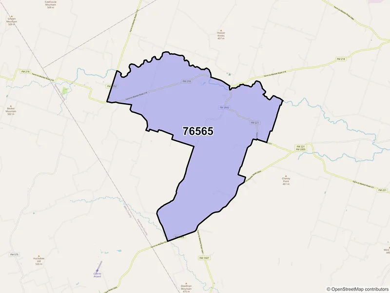 Map of ZIP Code 76565 — Pottsville, TX