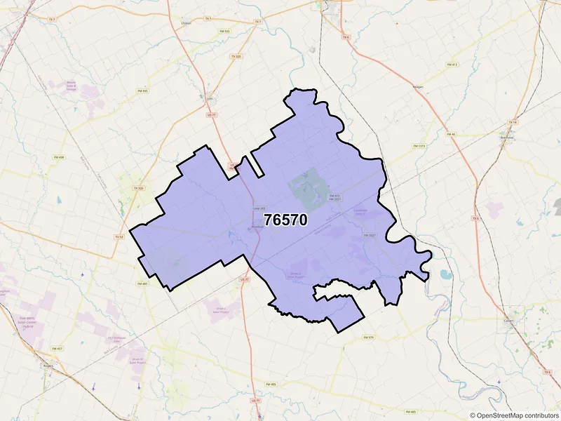Map of ZIP Code 76570 — Rosebud, TX