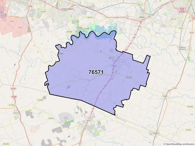 Map of ZIP Code 76571 — Salado, TX
