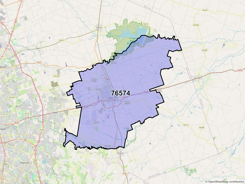 Map of ZIP Code 76574 — Taylor, TX