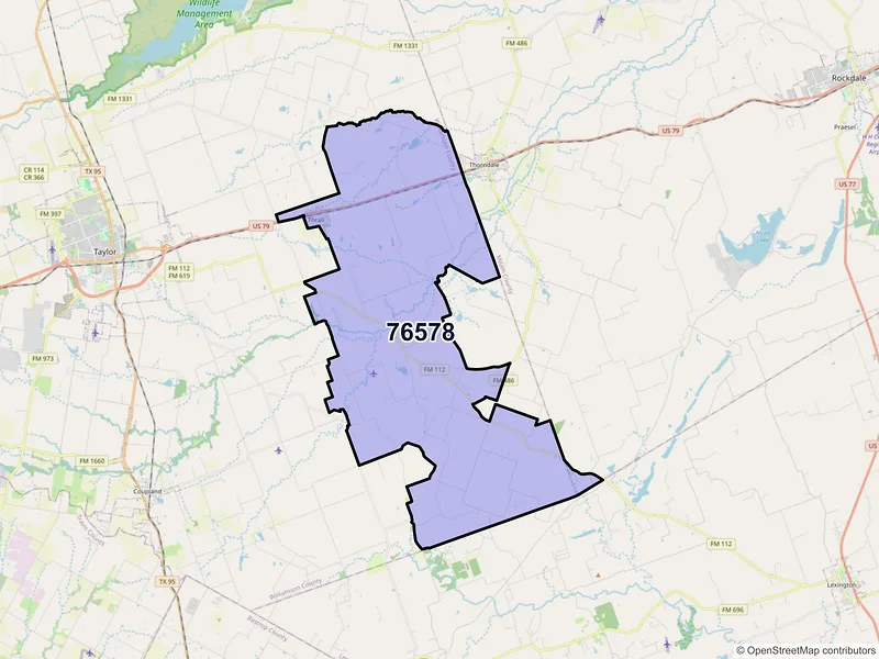 Map of ZIP Code 76578 — Thrall, TX