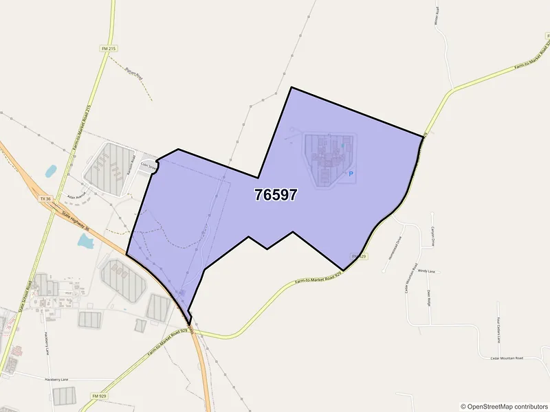 Map of ZIP Code 76597 — Gatesville, TX