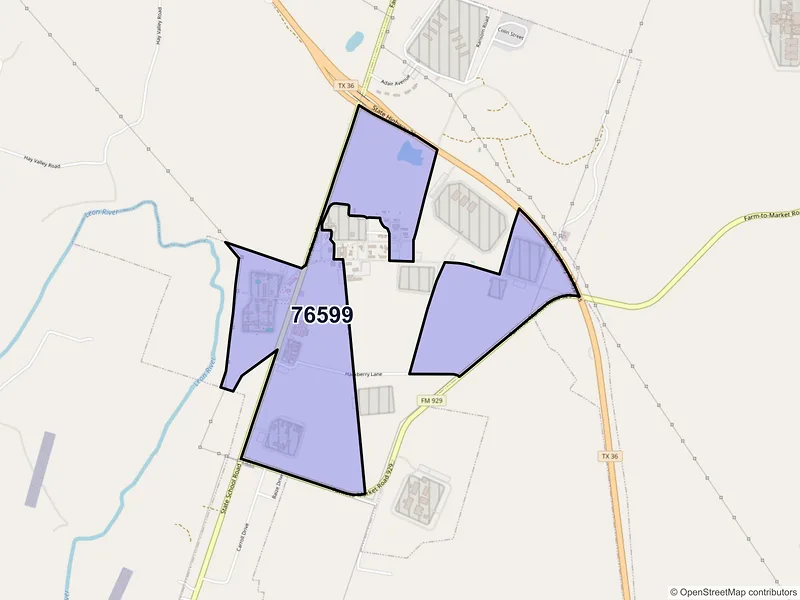 Map of ZIP Code 76599 — Gatesville, TX