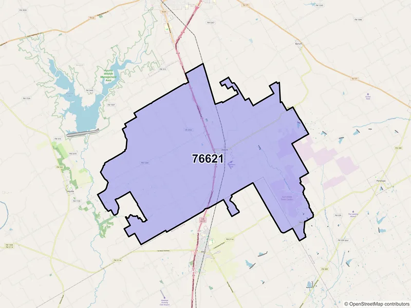 Map of ZIP Code 76621 — Abbott, TX