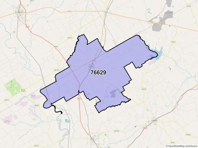 Map of ZIP Code 76629 — Bremond, TX