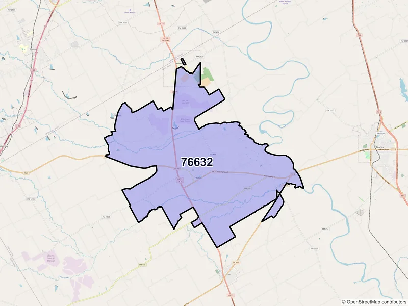 Map of ZIP Code 76632 — Chilton, TX