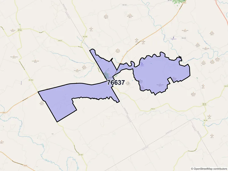 Map of ZIP Code 76637 — Cranfills Gap, TX