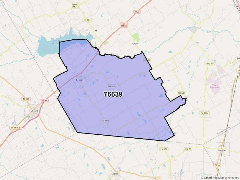 Map of ZIP Code 76639 — Dawson, TX