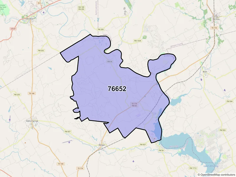 Map of ZIP Code 76652 — Kopperl, TX