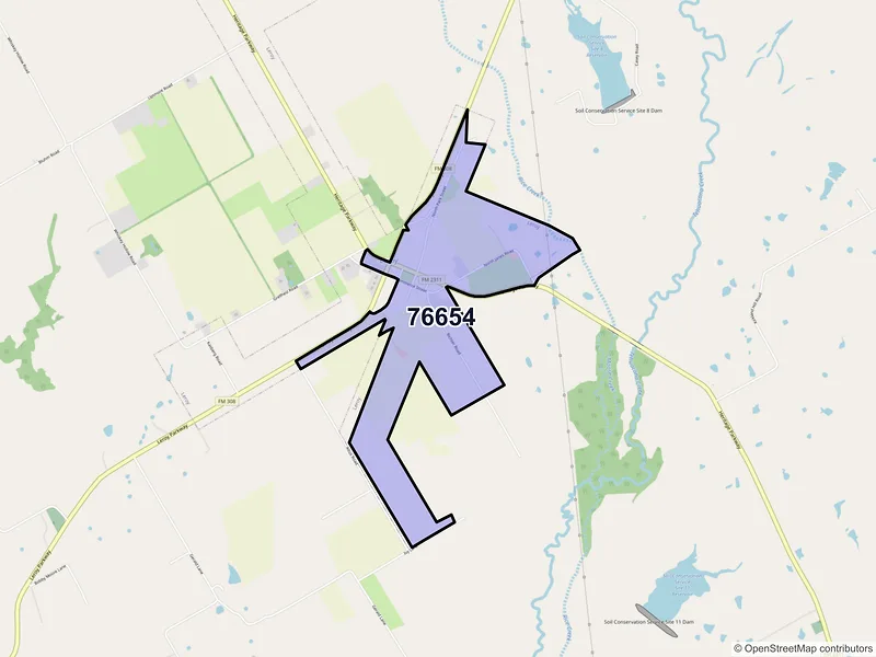 Map of Leroy, Texas and ZIP codes