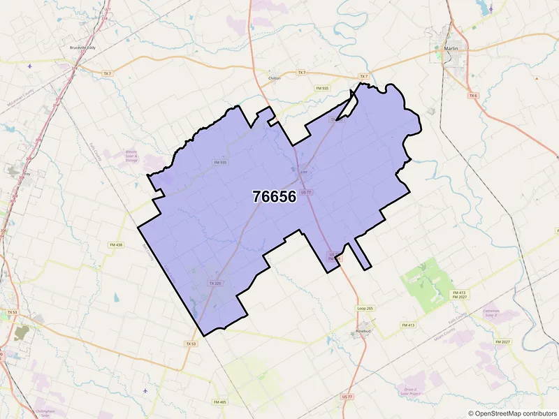 Map of ZIP Code 76656 — Lott, TX