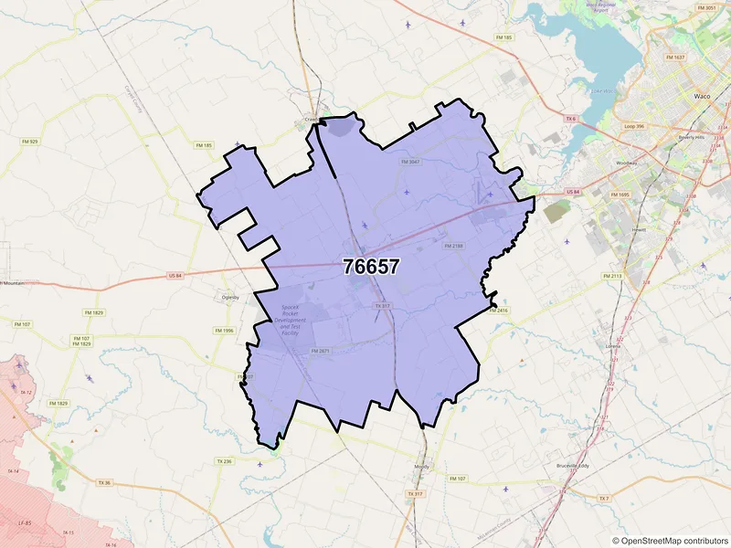 Map of ZIP Code 76657 — Mc Gregor, TX