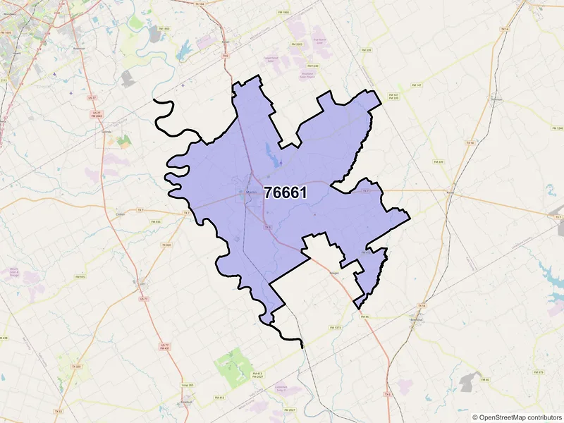Map of ZIP Code 76661 — Marlin, TX