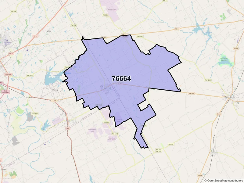 Map of ZIP Code 76664 — Mart, TX