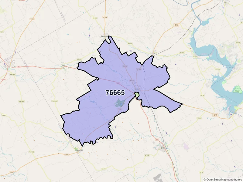 Map of ZIP Code 76665 — Meridian, TX