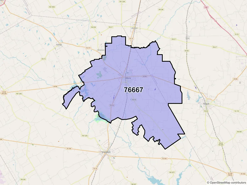 Map of ZIP Code 76667 — Mexia, TX