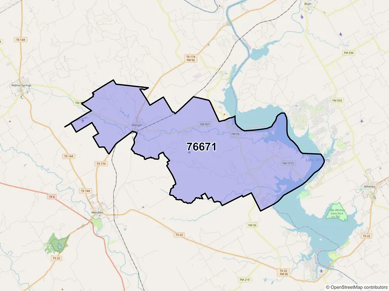 Map of ZIP Code 76671 — Morgan, TX
