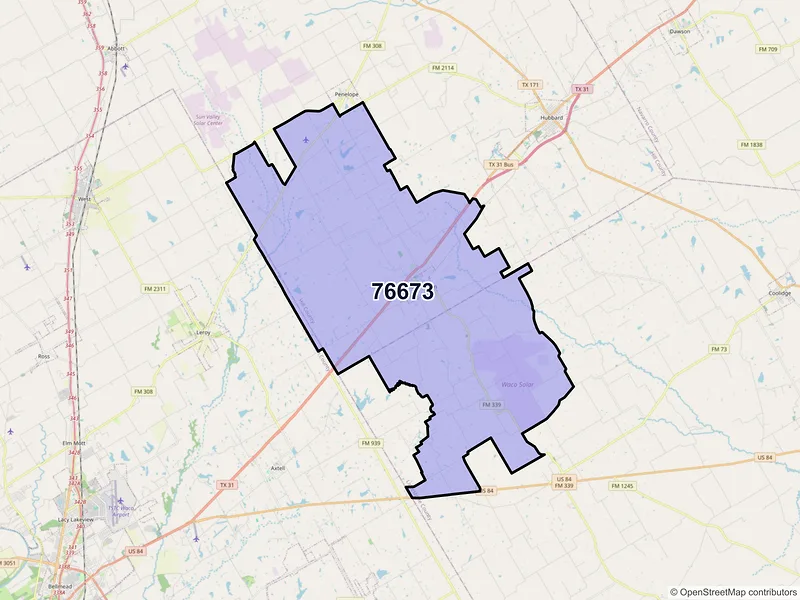 Map of Mount Calm, Texas and ZIP codes