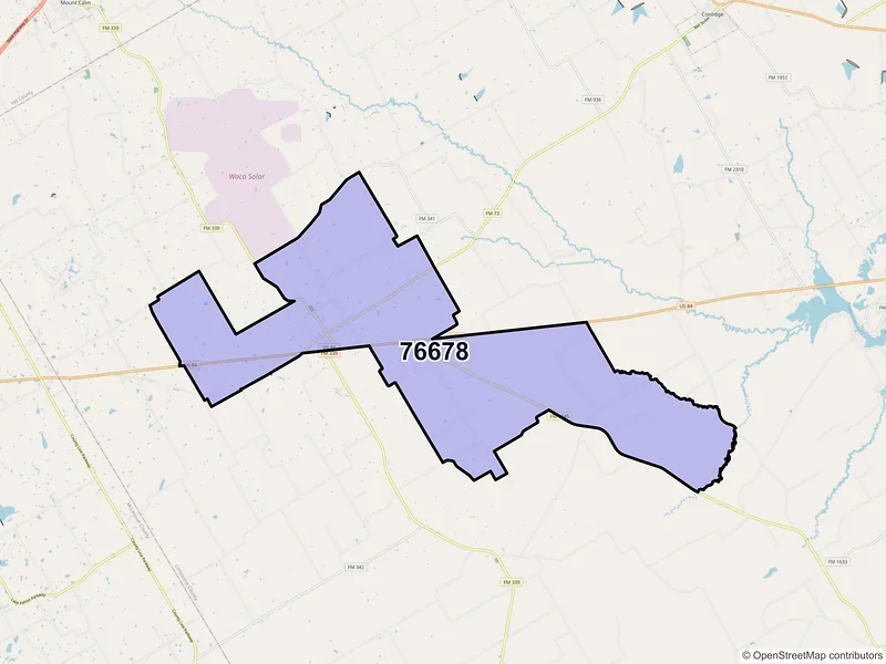Map of ZIP Code 76678 — Prairie Hill, TX