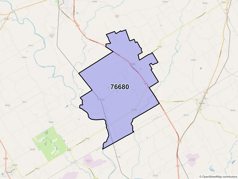 Map of Reagan, Texas and ZIP codes