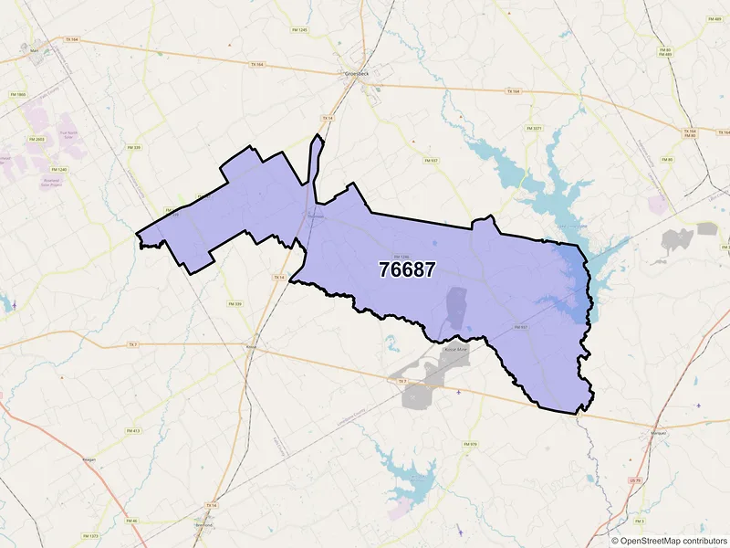 Map of ZIP Code 76687 — Thornton, TX