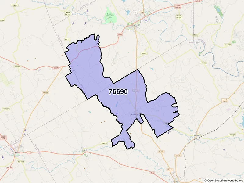 Map of ZIP Code 76690 — Walnut Springs, TX