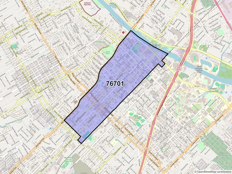 Map of ZIP Code 76701 — Waco, TX