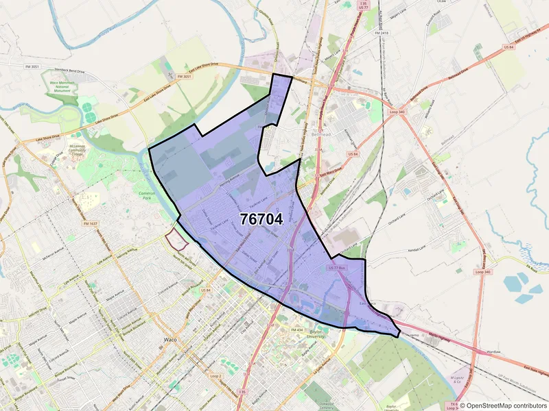Map of ZIP Code 76704 — Waco, TX