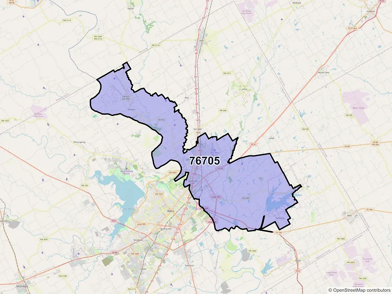 Map of ZIP Code 76705 — Waco, TX