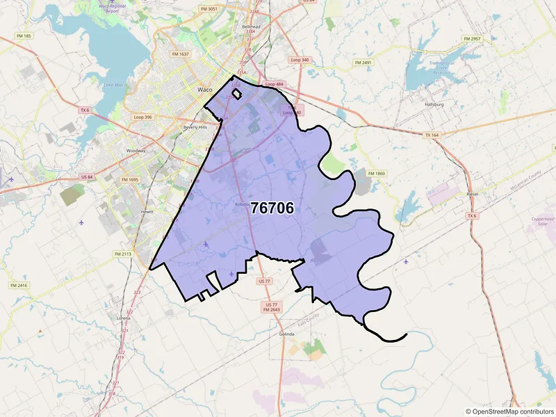 Map of ZIP Code 76706 — Waco, TX