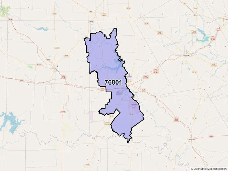 Map of ZIP Code 76801 — Brownwood, TX