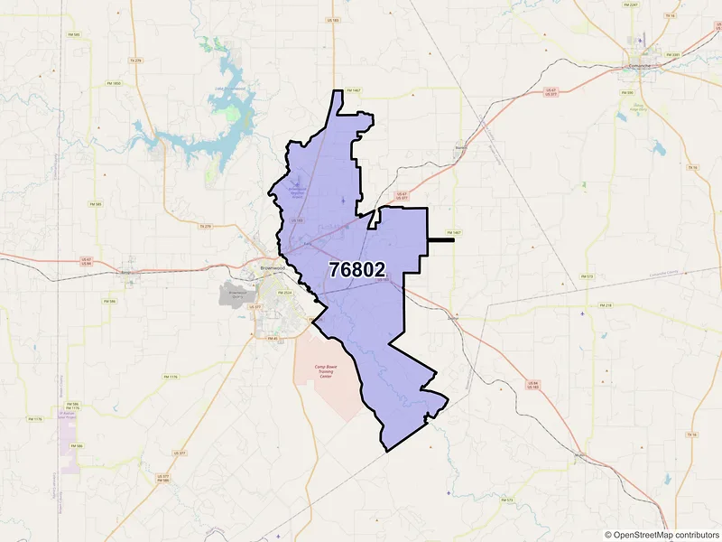 Map of ZIP Code 76802 — Early, TX