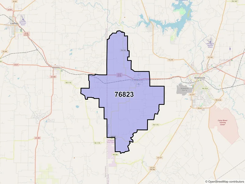 Map of ZIP Code 76823 — Bangs, TX
