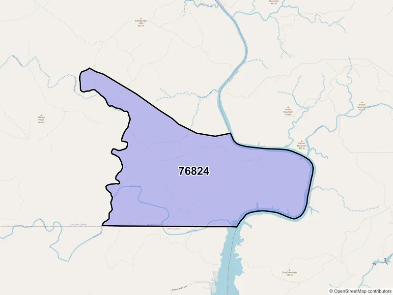 Map of Bend, Texas and ZIP codes