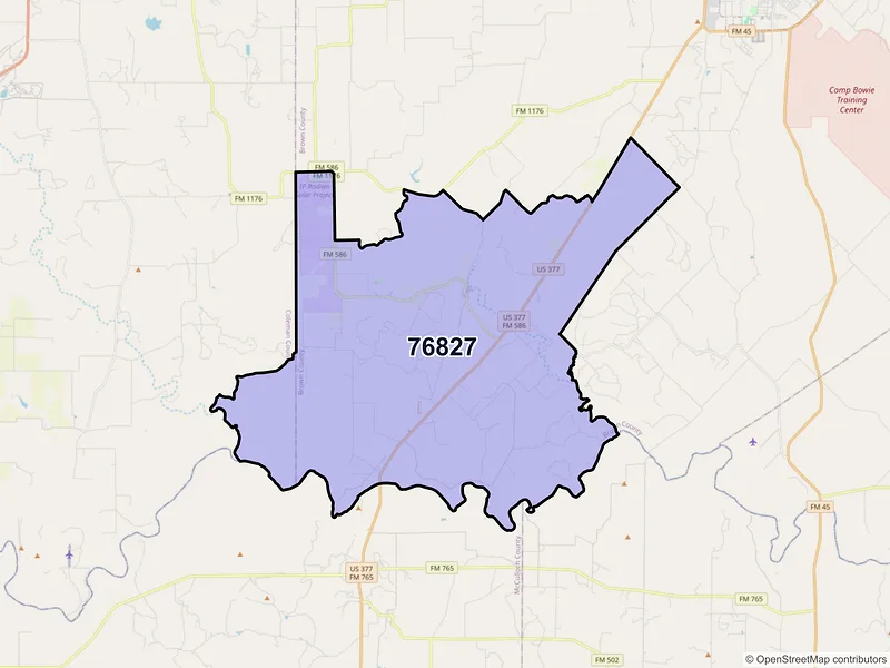 Map of ZIP Code 76827 — Brookesmith, TX