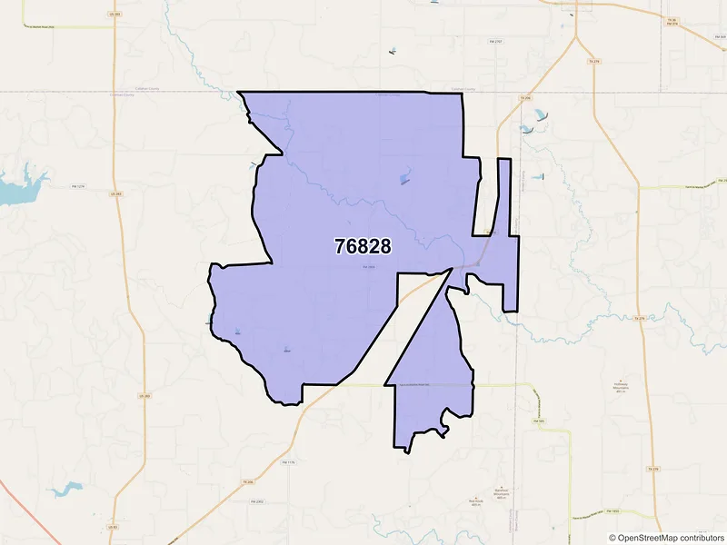 Map of ZIP Code 76828 — Burkett, TX