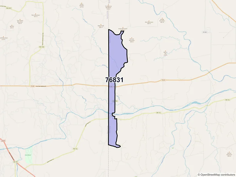 Map of ZIP Code 76831 — Castell, TX