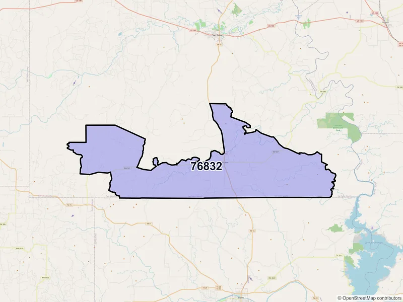 Map of ZIP Code 76832 — Cherokee, TX