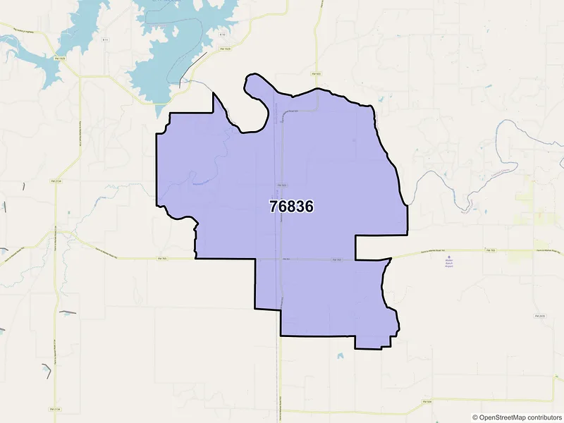 Map of ZIP Code 76836 — Doole, TX