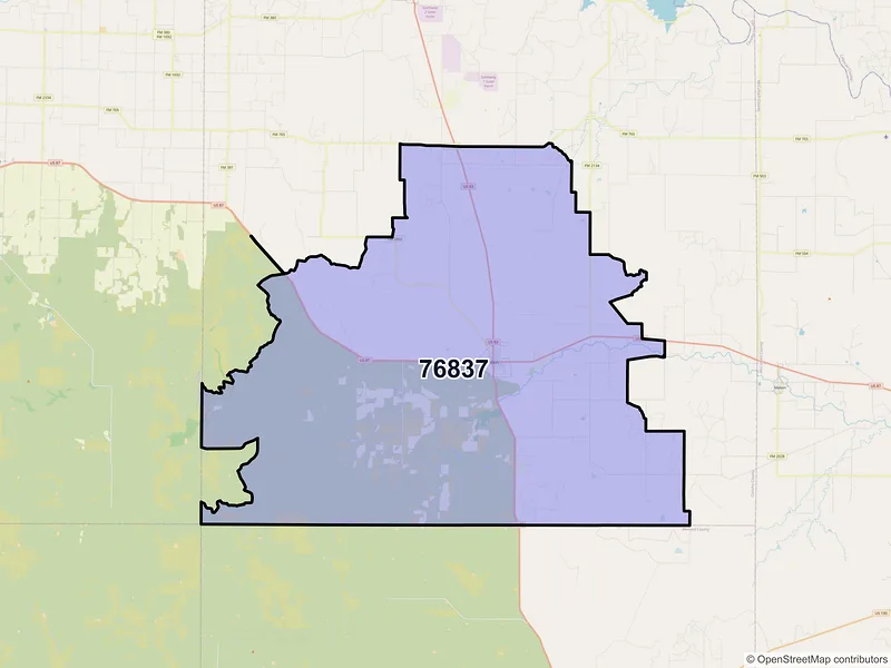 Map of ZIP Code 76837 — Eden, TX
