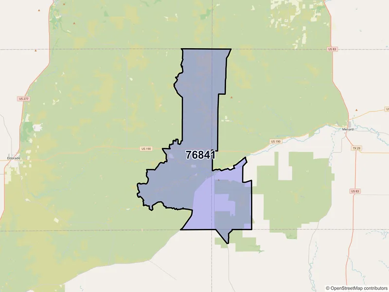 Map of Fort Mc Kavett, Texas and ZIP codes