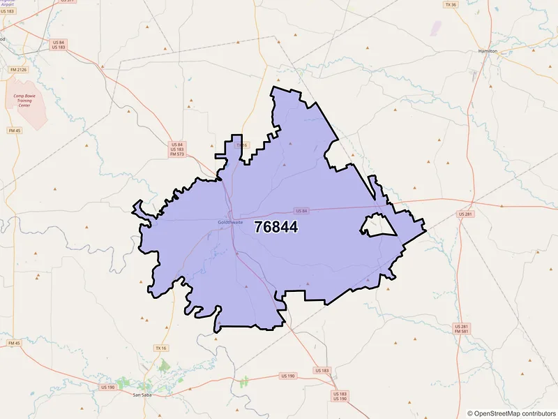 Map of ZIP Code 76844 — Goldthwaite, TX