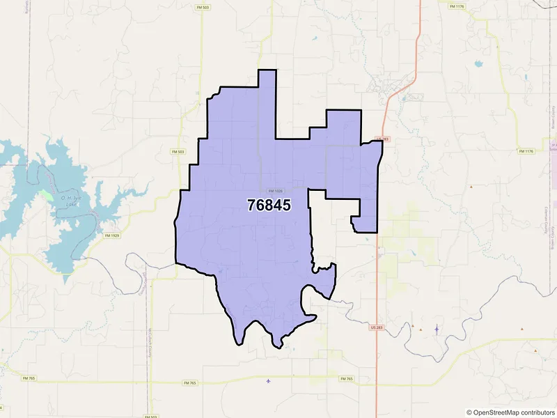 Map of Gouldbusk, Texas and ZIP codes