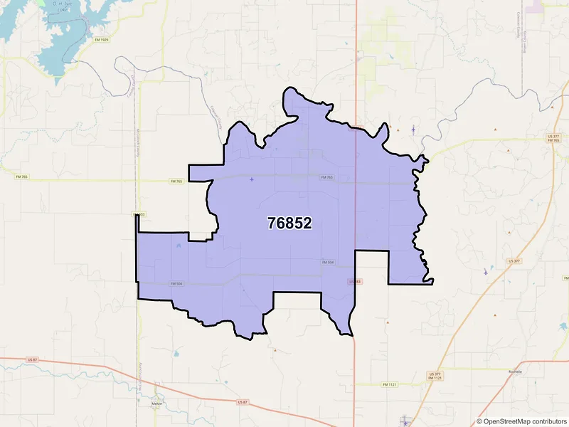 Map of ZIP Code 76852 — Lohn, TX