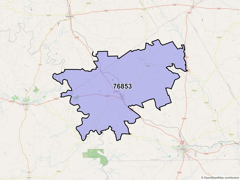 Map of Lometa, Texas and ZIP codes