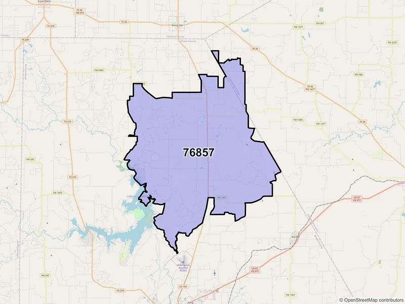 Map of ZIP Code 76857 — May, TX