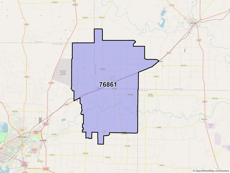 Map of ZIP Code 76861 — Miles, TX