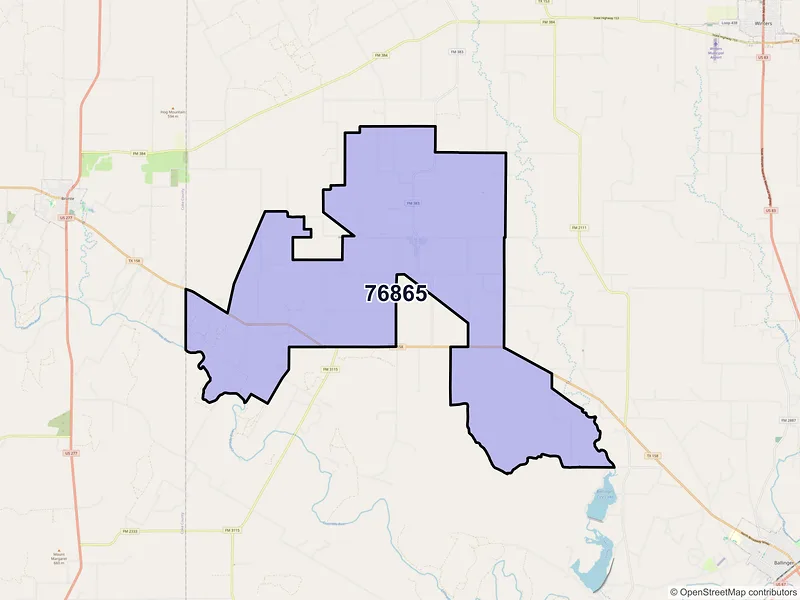 Map of ZIP Code 76865 — Norton, TX