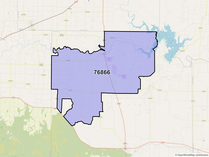 Map of Paint Rock, Texas and ZIP codes